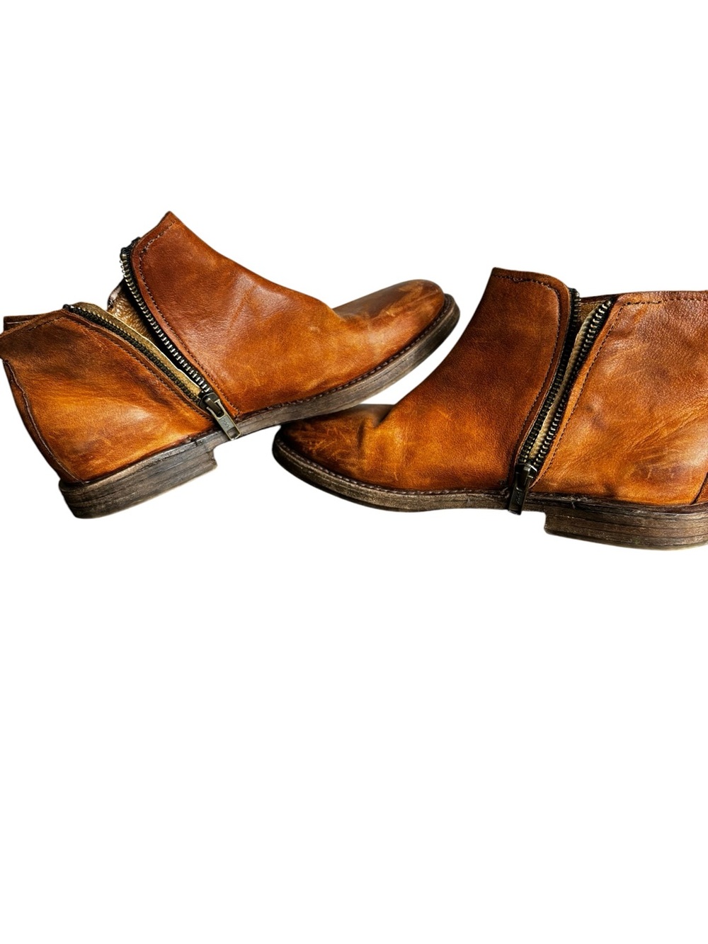 Vtg Sutro San Francisco Leather Ankle Boots Brown Side Zip Western Boho Size 7 - Picture 7 of 10